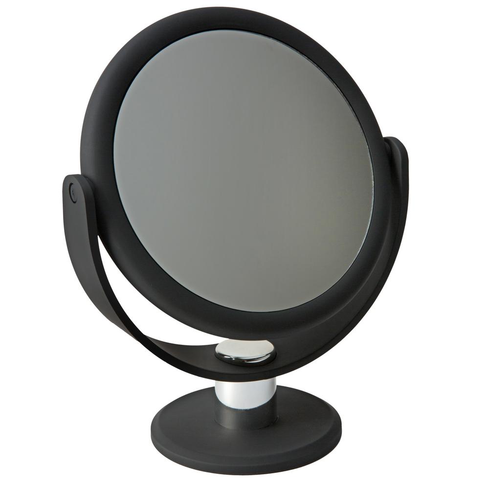 Bath Bliss Dual Sided 10x Magnification 7 In Rubberized Vanity Mirror Black