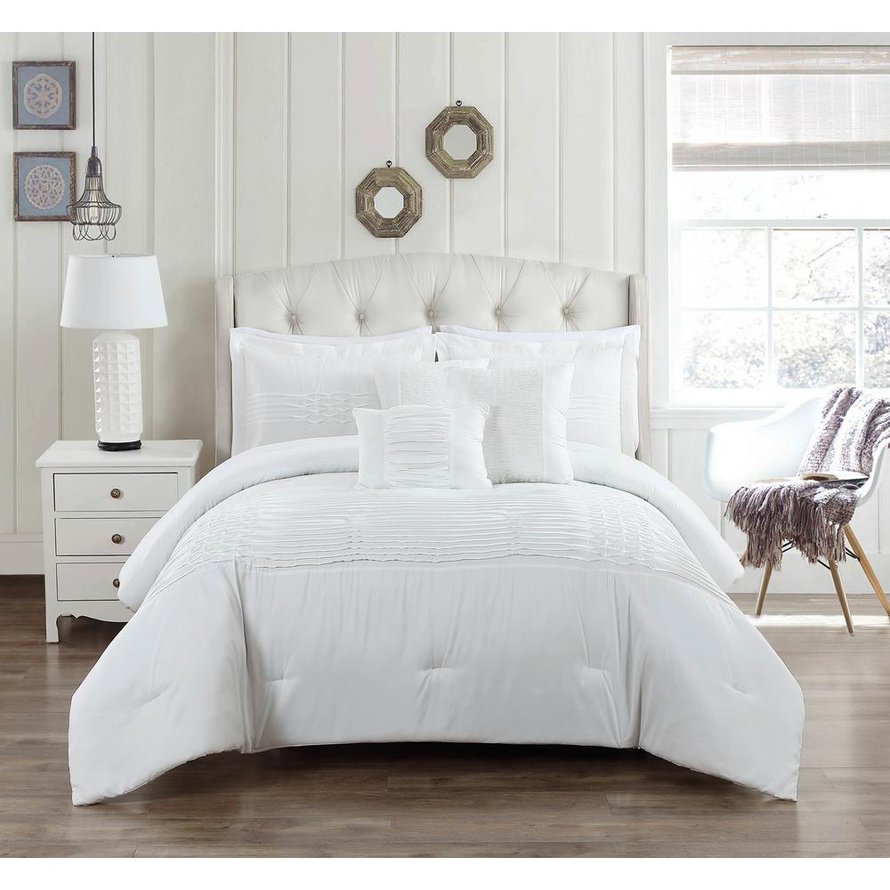 Kensie Geonna 6 Piece White Full Queen Comforter Set Geonna 12965d