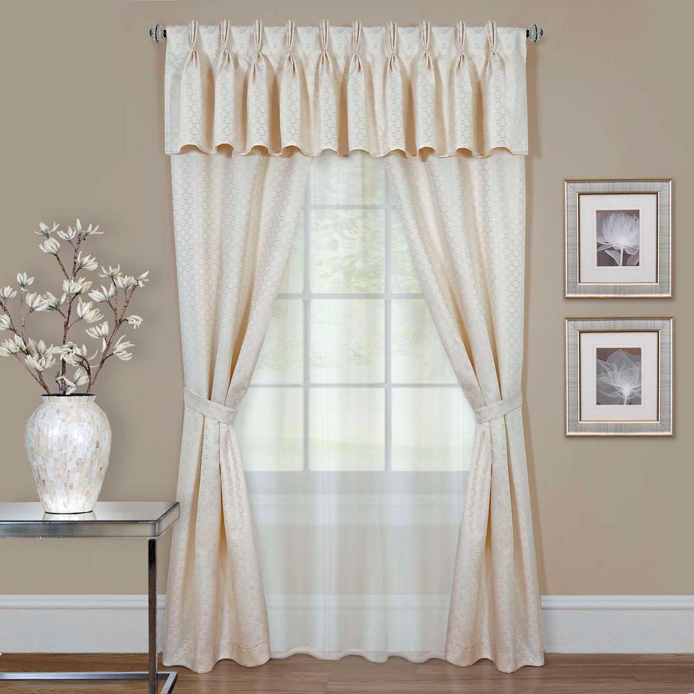 Achim Sheer Claire Ivory Window Curtain Set 55 in. W x 84 in. L