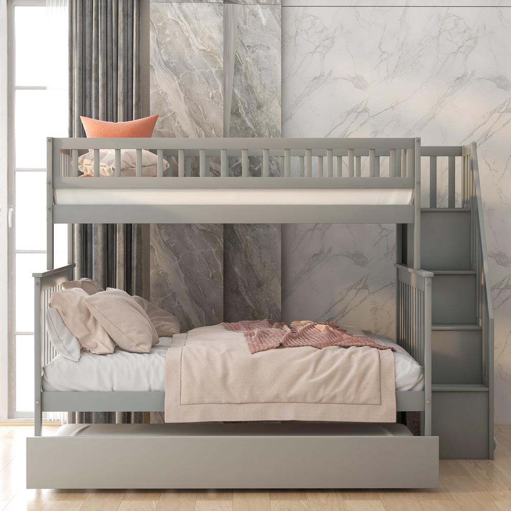 Bunk Beds With Stairs And Trundle, Wynn Espresso Twin Over Bunk Bed With Trundle And Stairs