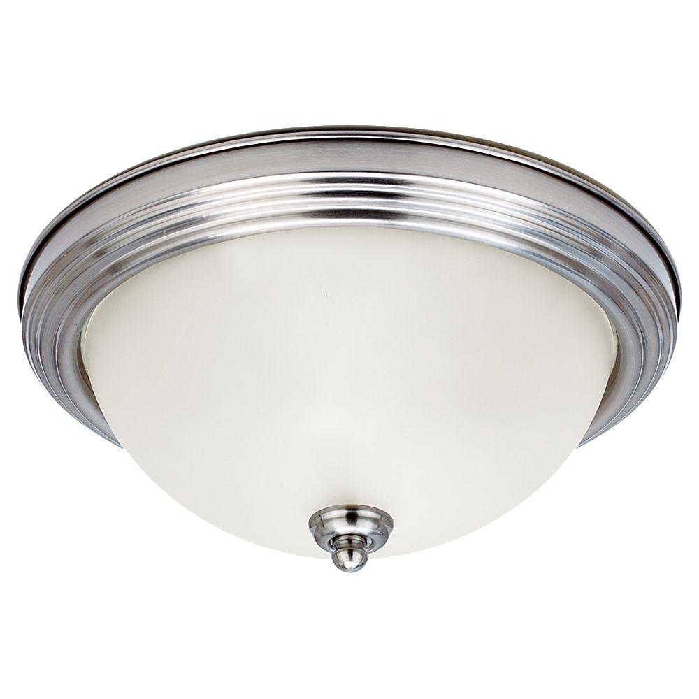 Sea Gull Lighting 3 Light Brushed Nickel Flushmount 77065 962 The Sea Gull Lighting 3 Light Brushed Nickel Flushmount
