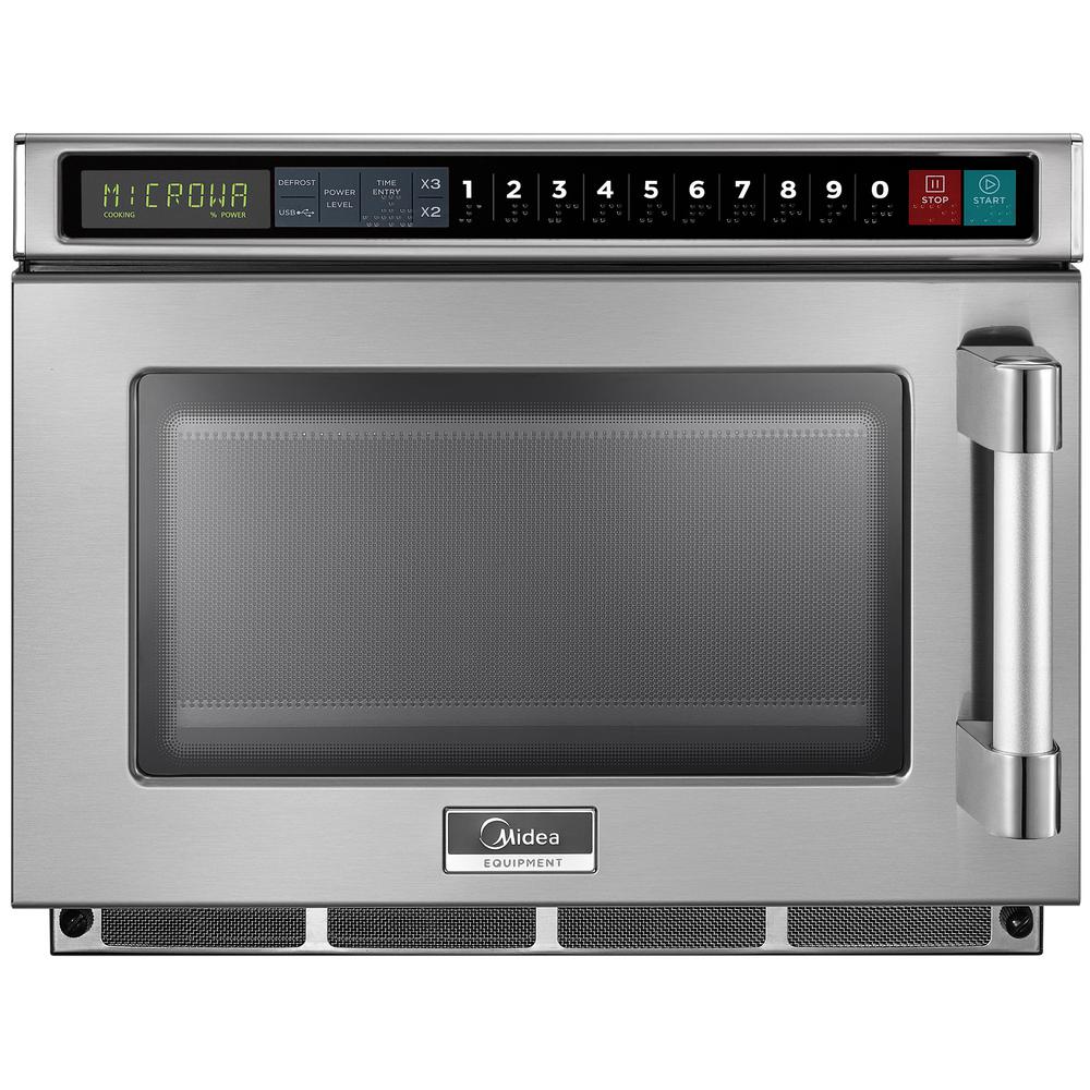 Midea 0 6 Cu Ft 1200 Watt Commercial Counter Top Microwave Oven In Stainless Steel Interior And Exterior Programmable