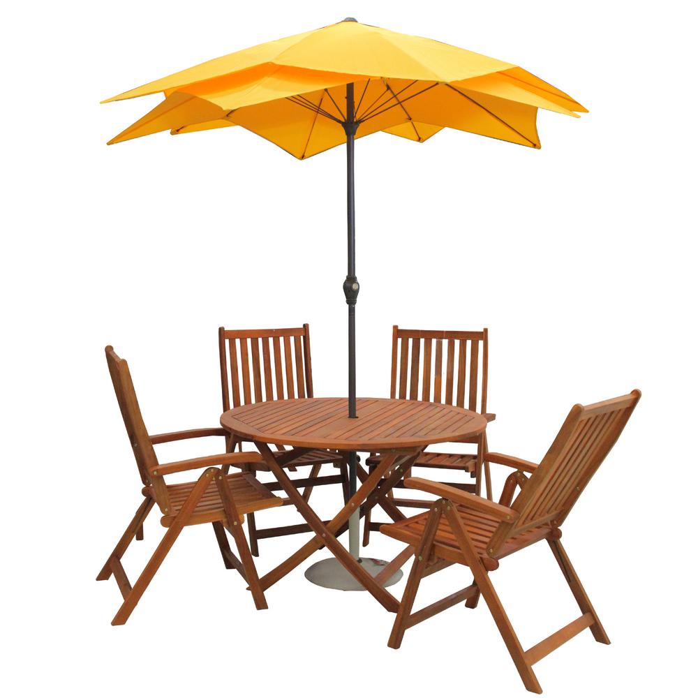 47 In Round Outdoor Acacia Wood Folding Patio Dining Table