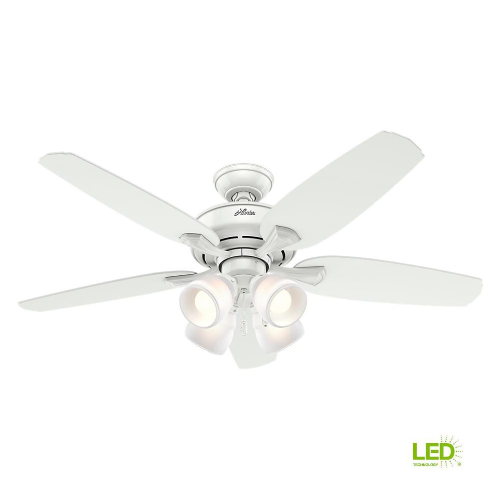 Hunter Channing 52 In Led Indoor Snow White Ceiling Fan With Light