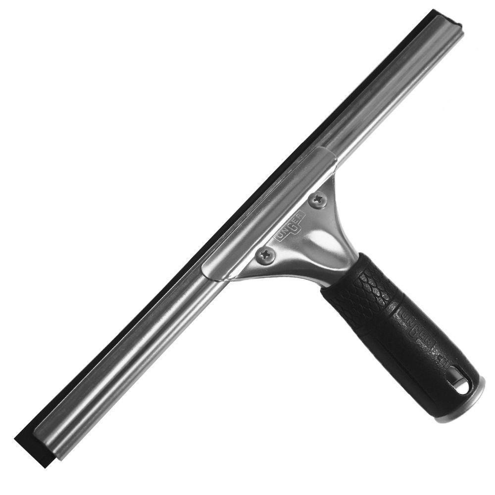 Unger 12 in. Stainless Steel Window Squeegee with Rubber Grip and Bonus