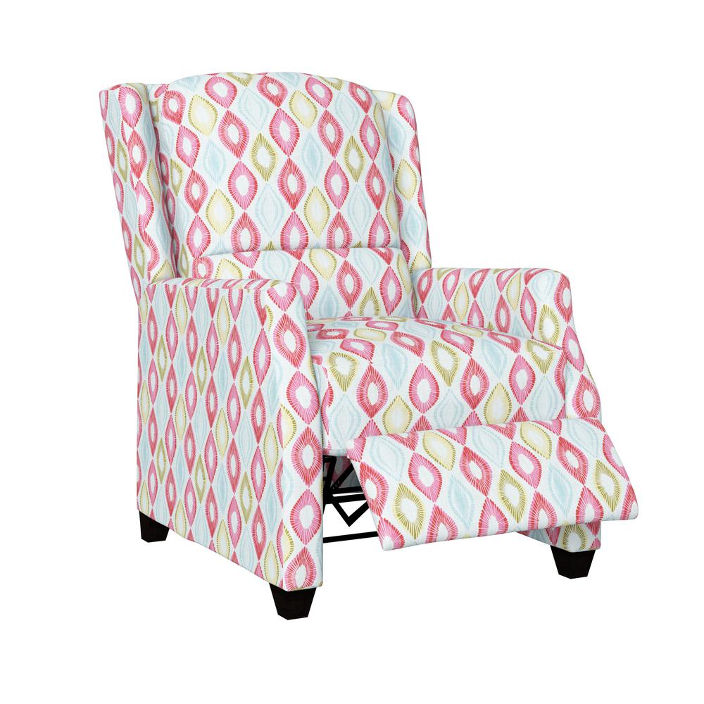 ProLounger Pink Multi Diamond Print Modern Wingback Pushback Recliner