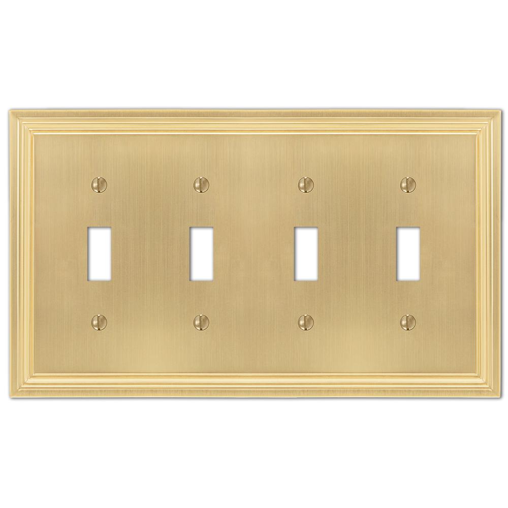 Hampton Bay Hallcrest Cast 4-Toggle Wall Plate, Satin Brass-98T4SB - The Home Depot