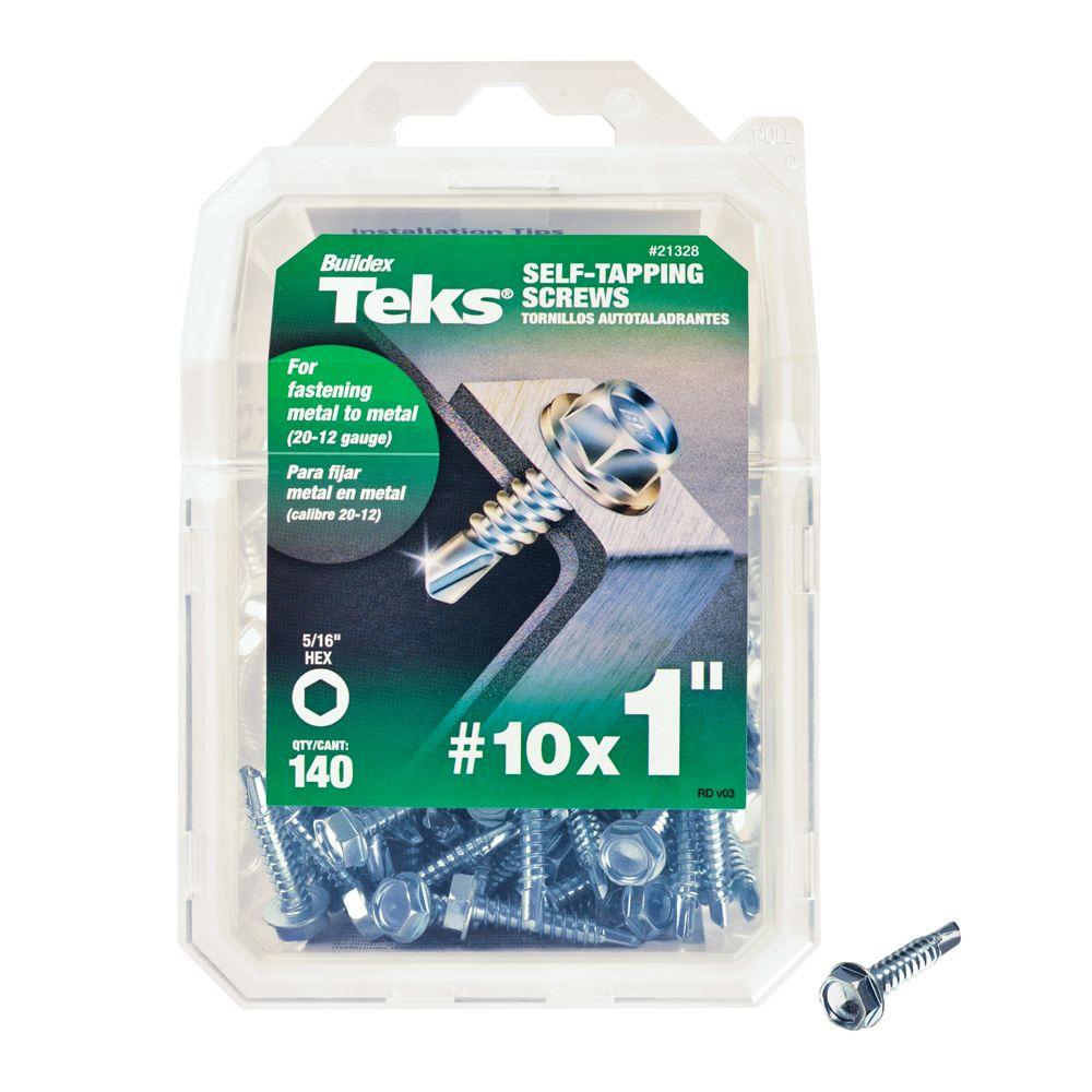 Teks 10 x 1 in zinc plated hex washer head self tapping drill point