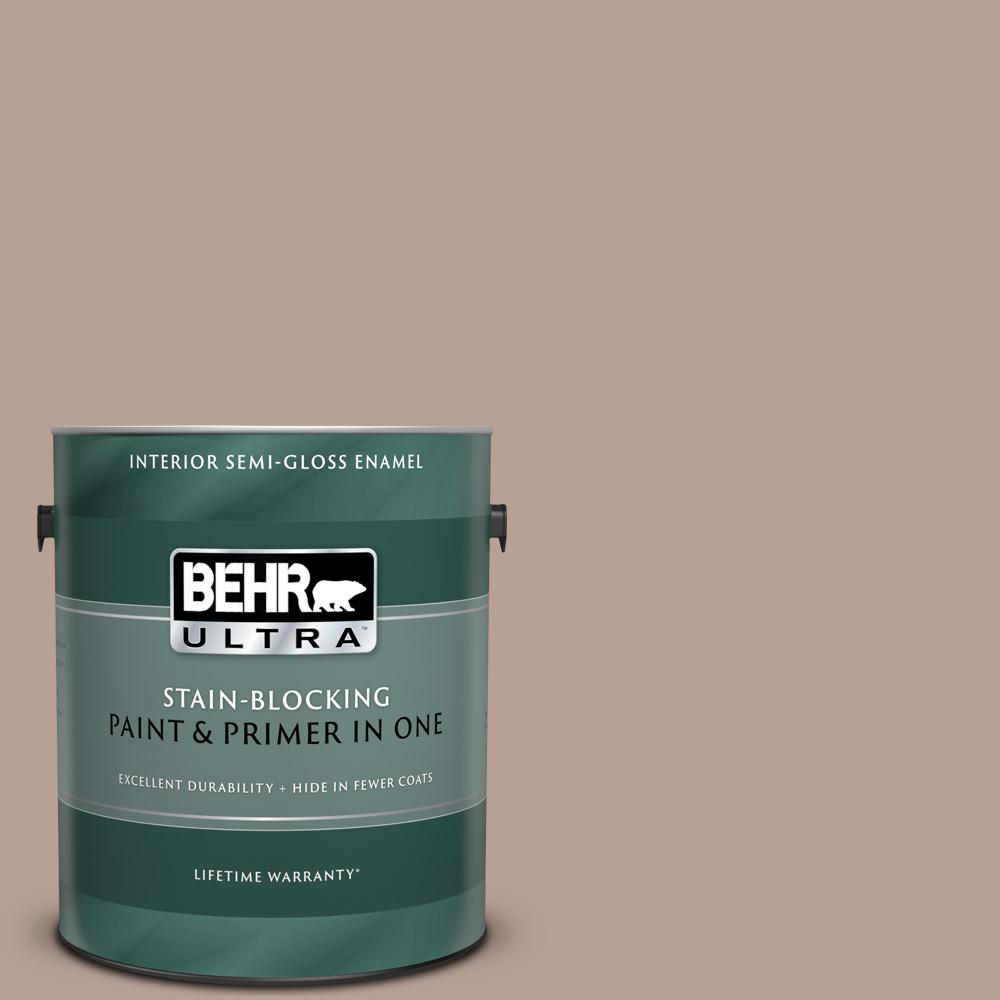 BEHR ULTRA 1 gal. N1904 Rugged Tan SemiGloss Enamel Interior Paint