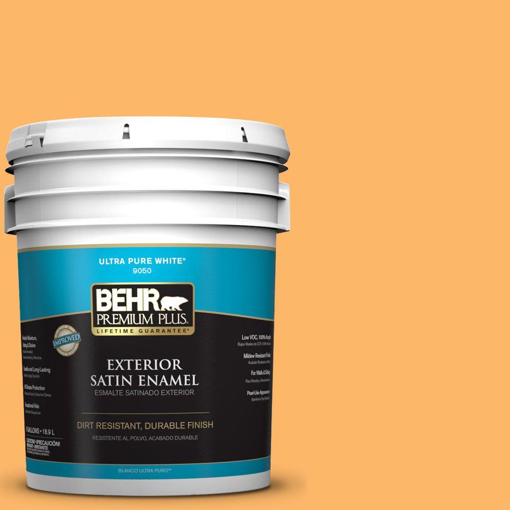 BEHR Premium Plus Ultra 5gal. PPL69 Sunkissed Yellow Satin Enamel