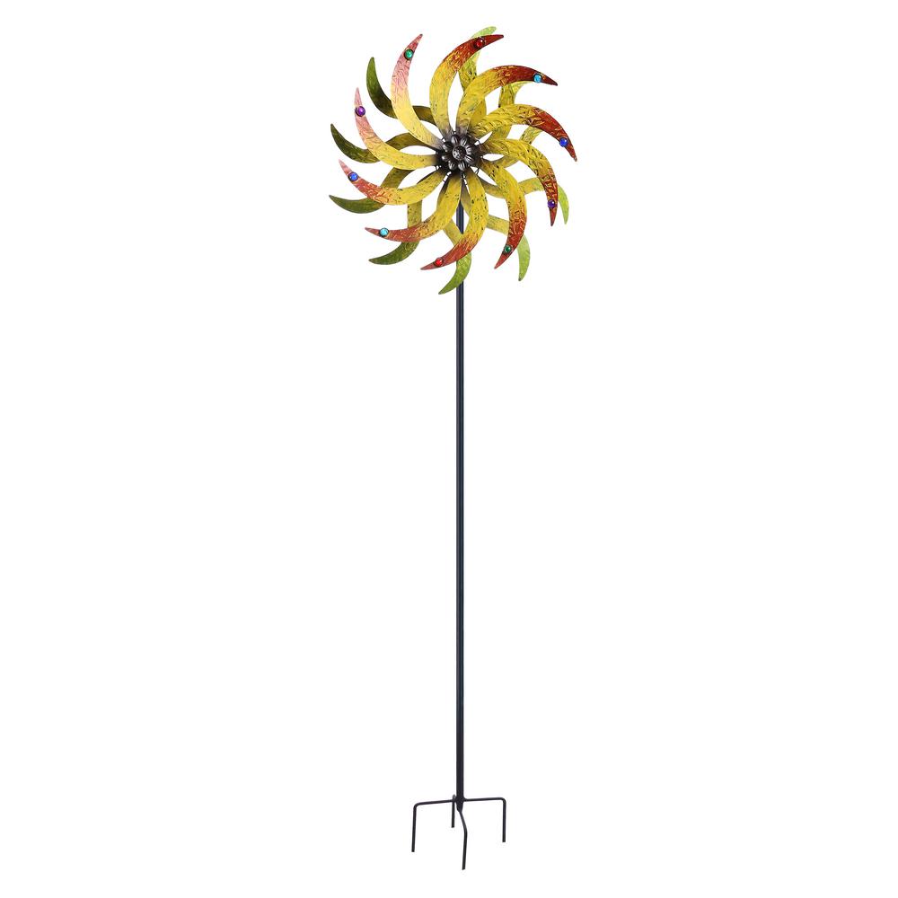 Alpine Corporation 72 in. Metal Starburst Dual Spinning Kinetic Stake ...