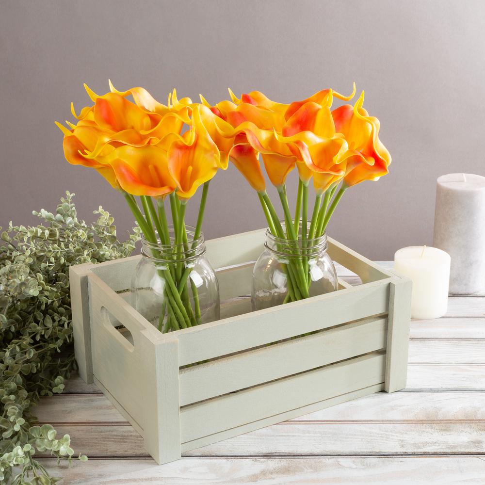 Pure Garden Sunset Orange Artificial Calla Lily Flowers With Stems