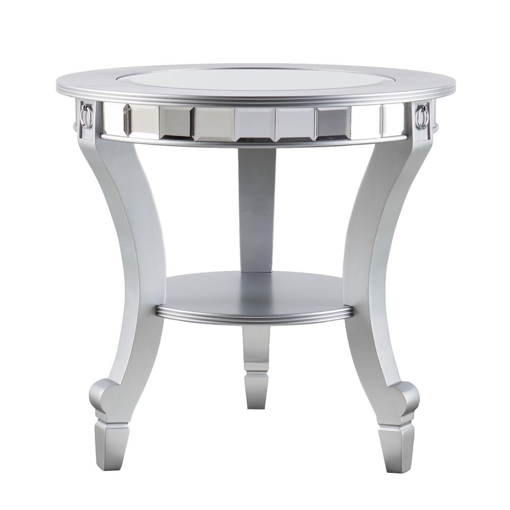 Southern Enterprises Kempsey Silver Glam Mirrored Round End