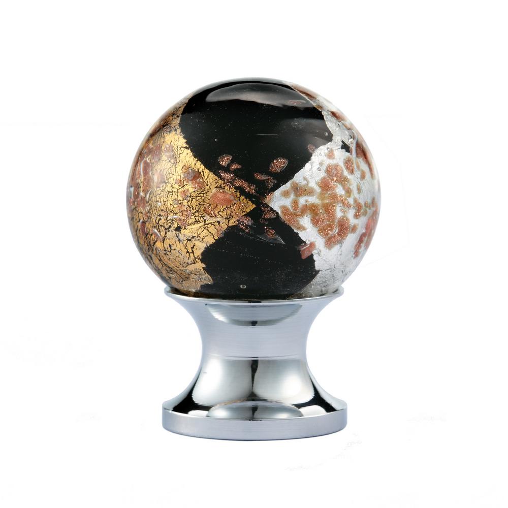 1 In Black And Gold Round Blown Glass Cabinet Knob 10003 The