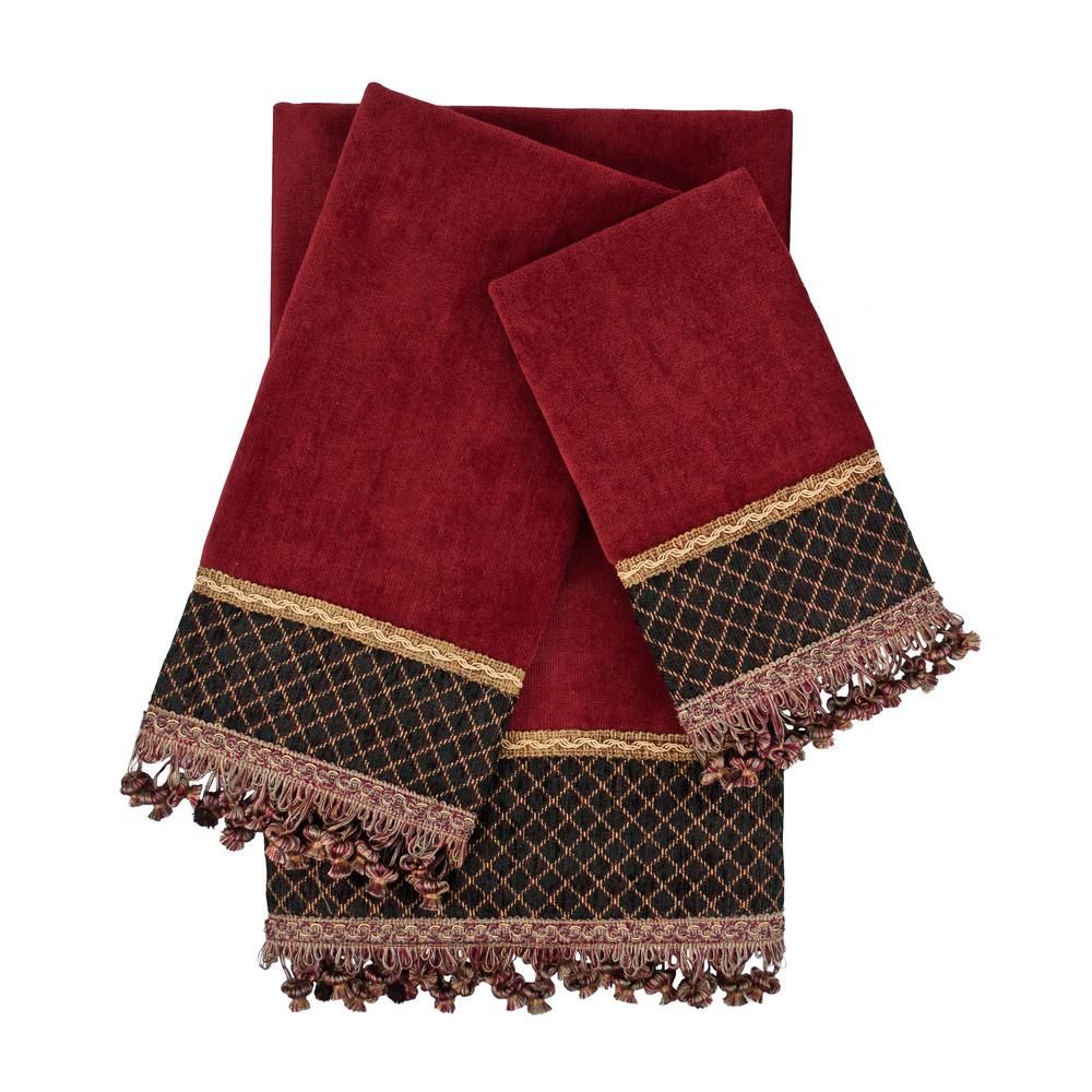 Sherry Kline Arcadia Red Embellished Towel Set (3Piece)SK000996 The Home Depot