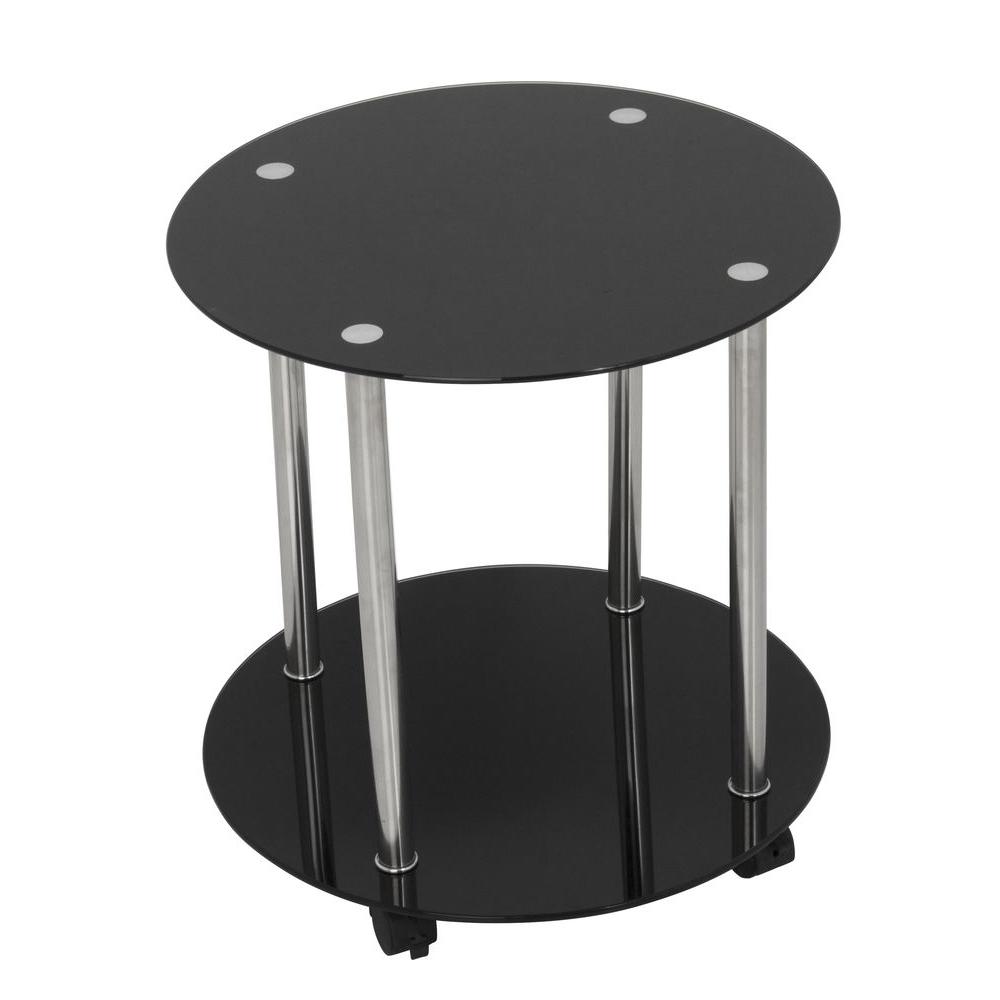 black glass lamp table