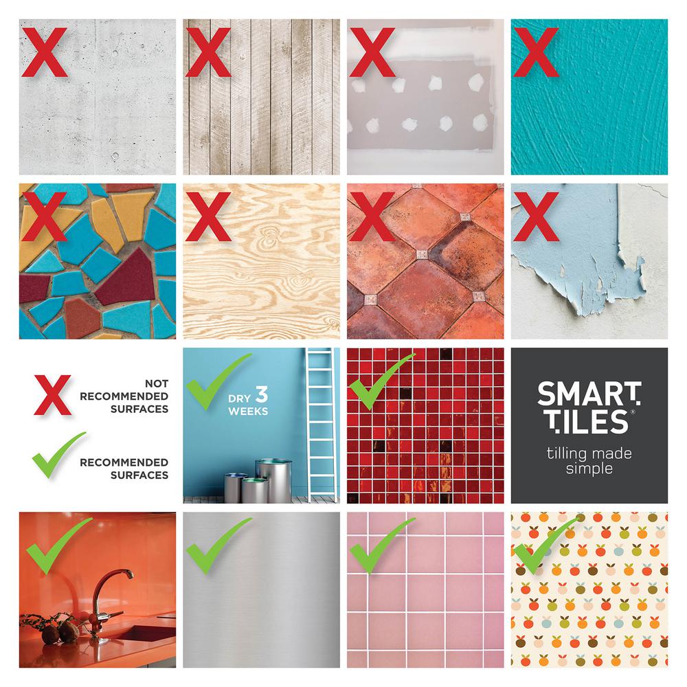 Pack of 4 Smart Tiles Peel and Stick Backsplash and Wall Tile Subway Sora