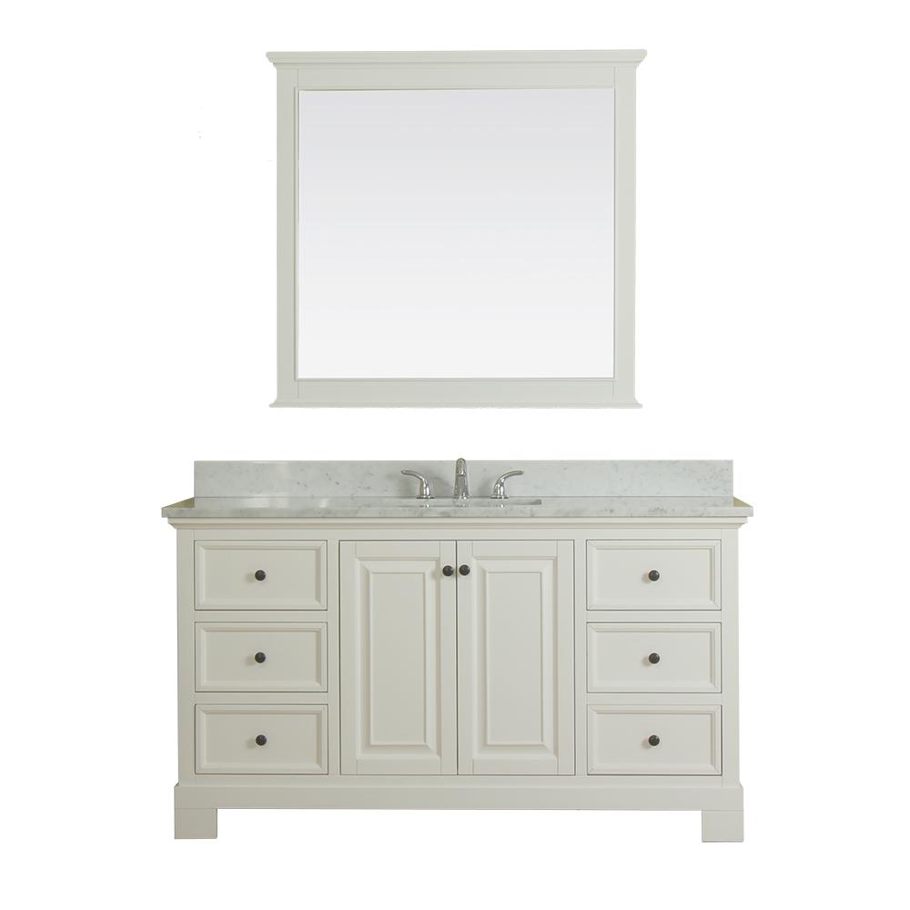 Alya Bath Richmond 60 In W X 22 D Vanity White With Marble D Vanity In White With