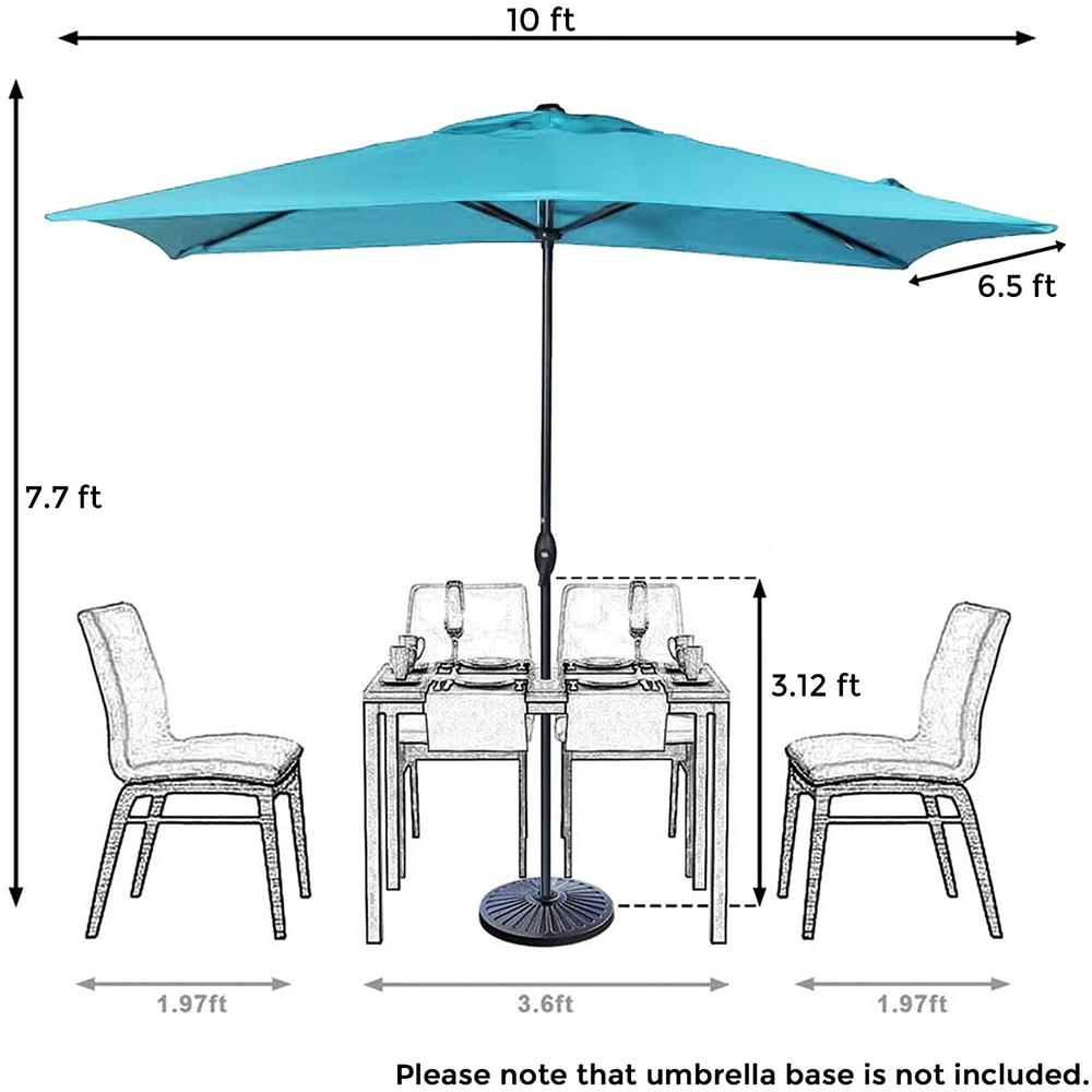 Abba Patio 6 5 Ft X 10 Ft Rectangular Market Push Tilt Patio Umbrella In Turquoise Hdap23386ctl The Home Depot