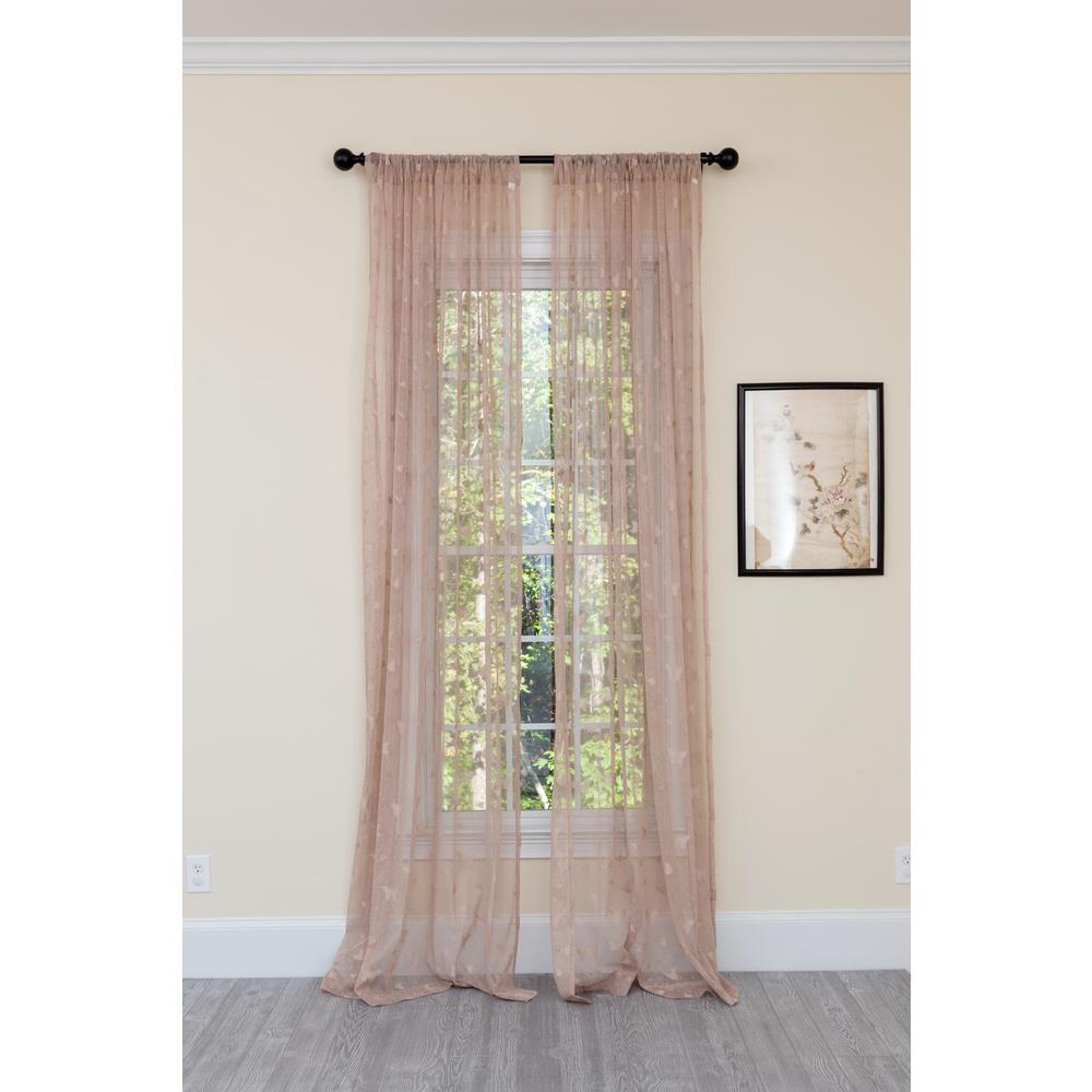 Manor Luxe Elegant Butterfly Sheer Single Panel Rod Pocket Curtain