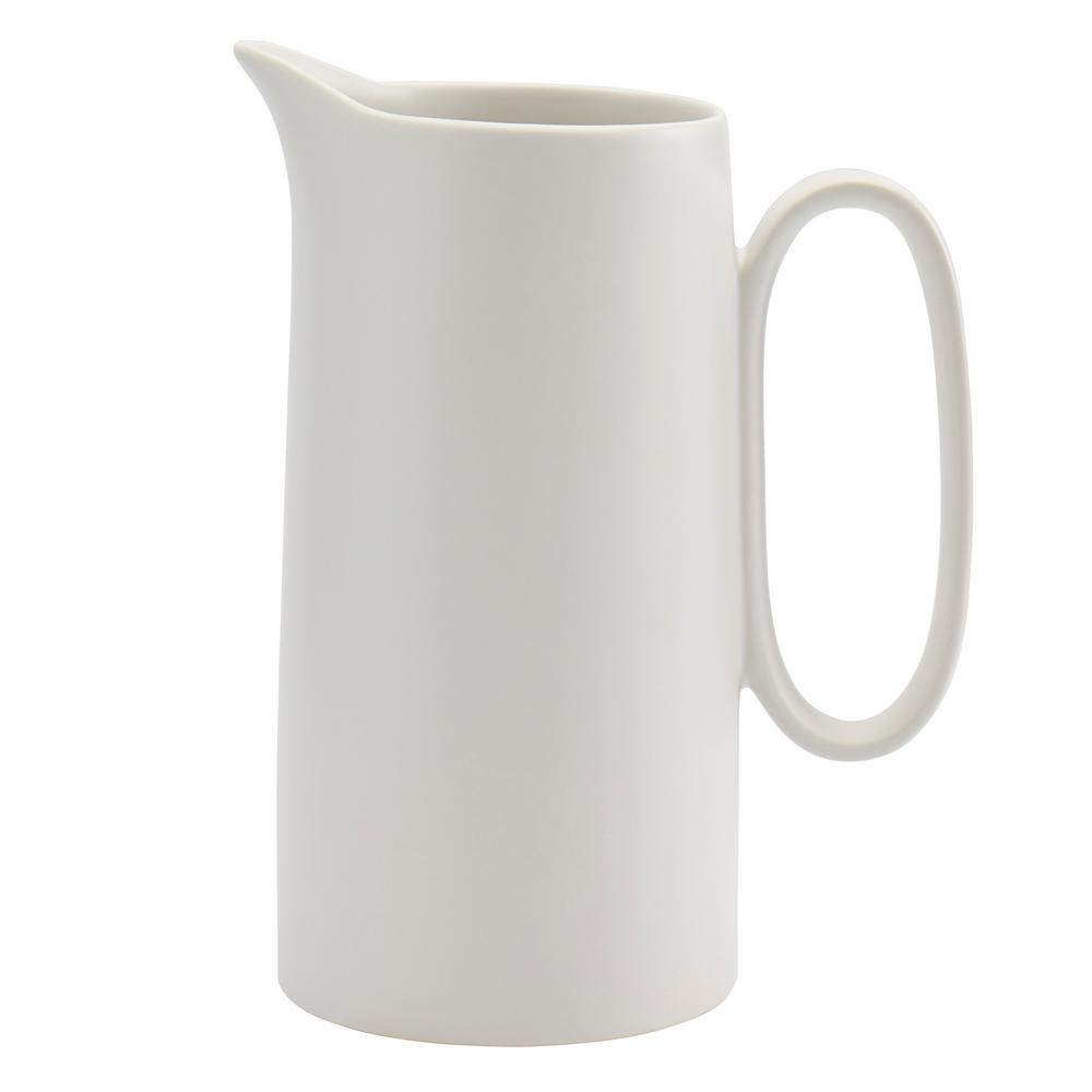 TABLETOPS GALLERY 49 fl. oz. Skinny White Stoneware Pitcher with Oval HandleTTU06571EC The