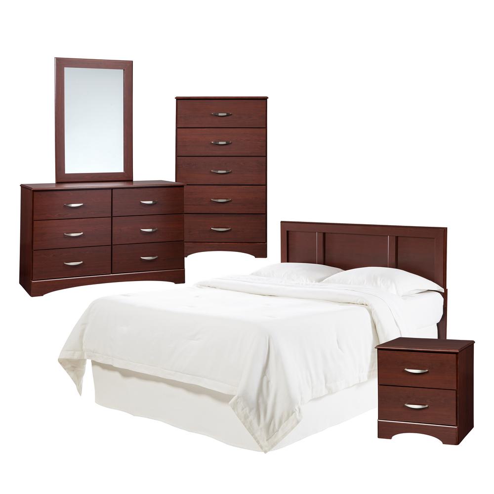 American Furniture Classics Five Piece Merlot Bedroom Set With Headboard Drawer Chest Dresser Mirror And Night Stand
