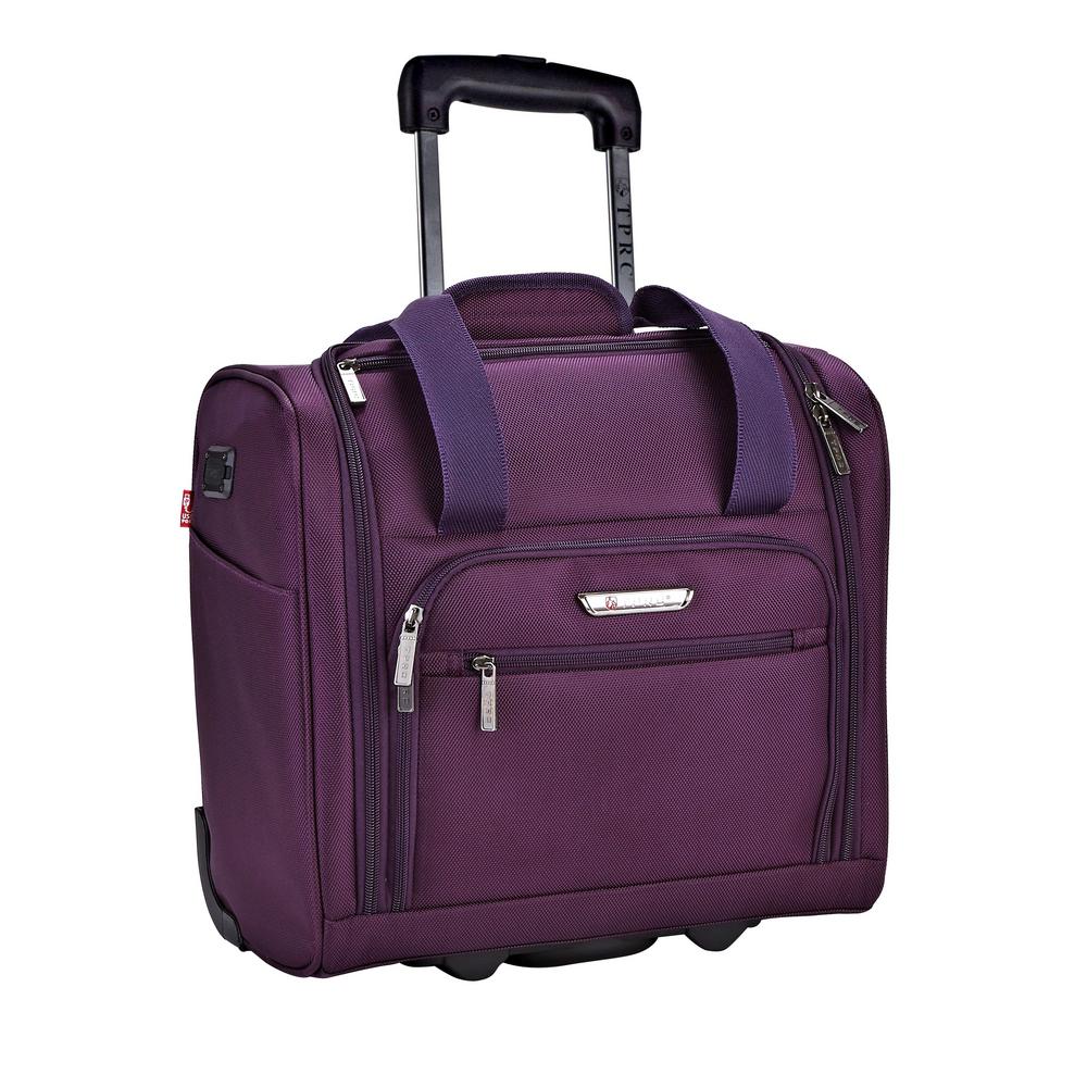 purple carry on luggage with wheels