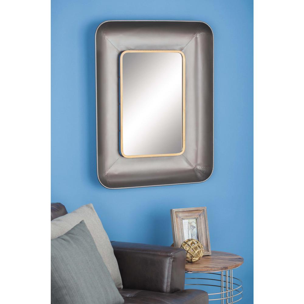 Litton Lane 35 In X 27 In Modern Metallic Black Gold Finished Framed Wall Mirror 47957 The Home Depot