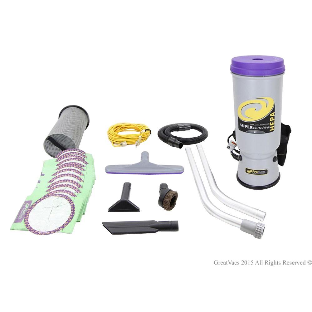 ProTeam Super CoachVac 10 qt. Commercial Backpack Vacuum Cleaner with Attachment Kitpt_sc The