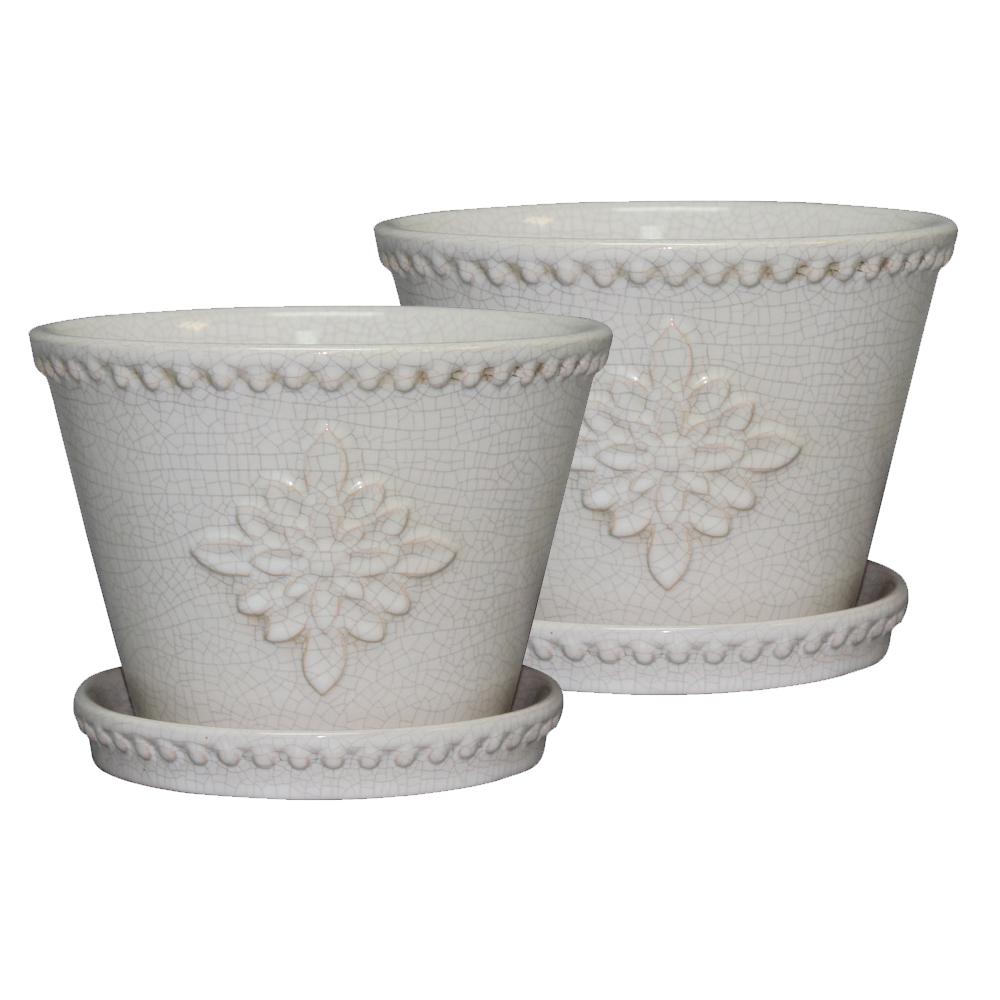 Ceramic Plant Pots Planters The Home Depot Lorna 8 In Dia Pearl White Ceramic Pot