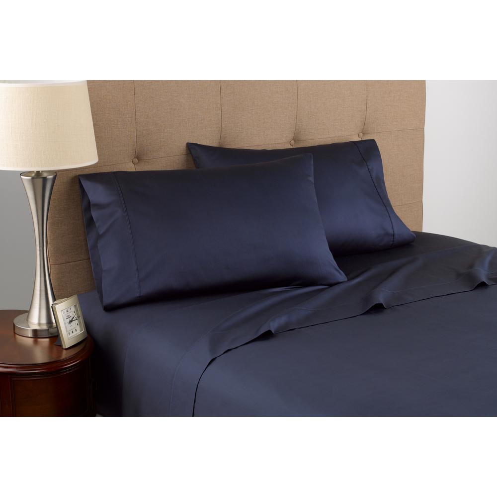 Navy 300 Thread Count Certified Organic Cotton Queen Sheet Set