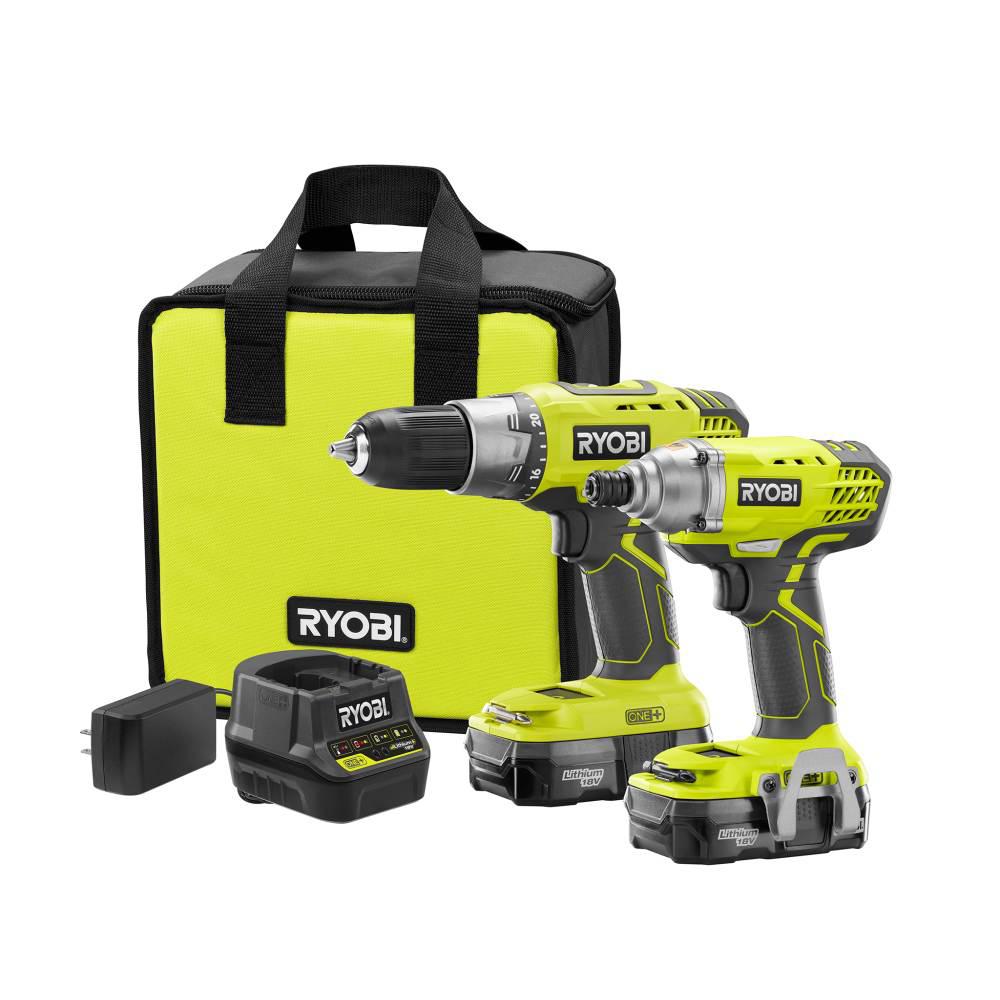 18-Volt ONE+ Lithium-Ion Cordless Drill/Driver and Impact Driver Combo Kit with (2) 1.3 Ah Batteries, Charger, and Bag