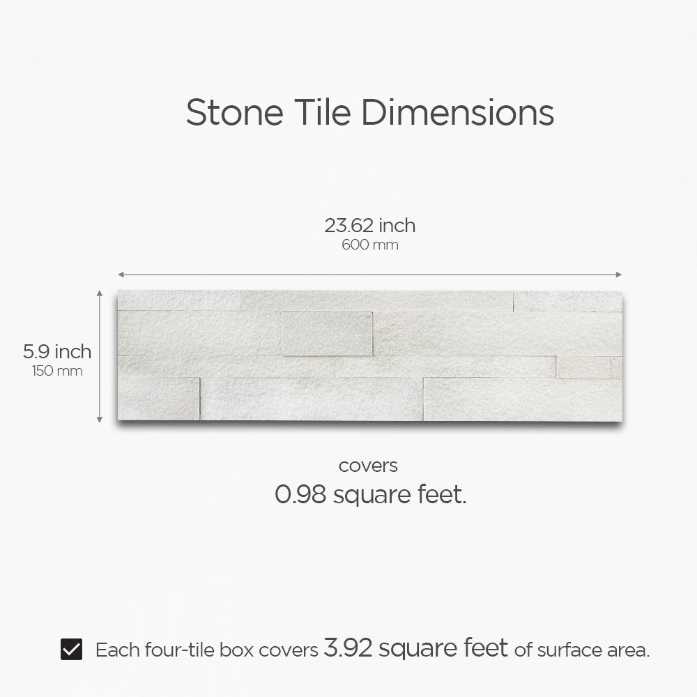 Tic Tac Tiles 4 Sheets White 24 In X 6 In Peel Stick Self Adhesive Decorative 3d Stone Tile Backsplash 3 87 Sq Ft Pack St01 4 The Home Depot