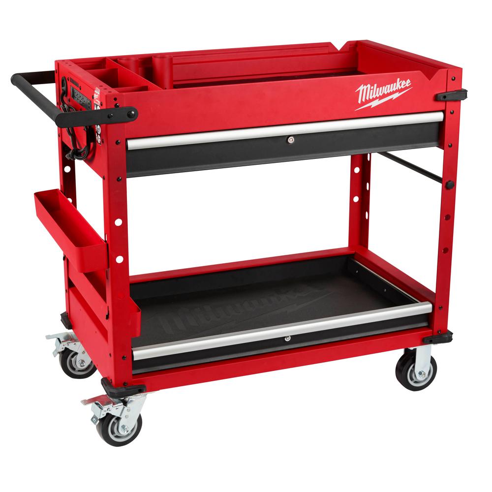Milwaukee 40 in. 2Drawer Steel Work Cart48228590 The Home Depot
