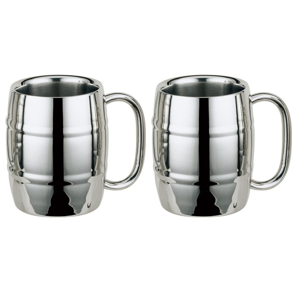 Visol Volksfest 14 oz. Stainless Steel Double Walled Beer Mugs (Set of