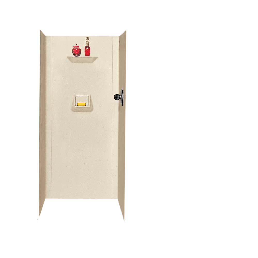 Swan 32 in. x 32 in. x 70 in. 3piece Easy Up Adhesive Shower Wall Kit in BoneSW7032037 The