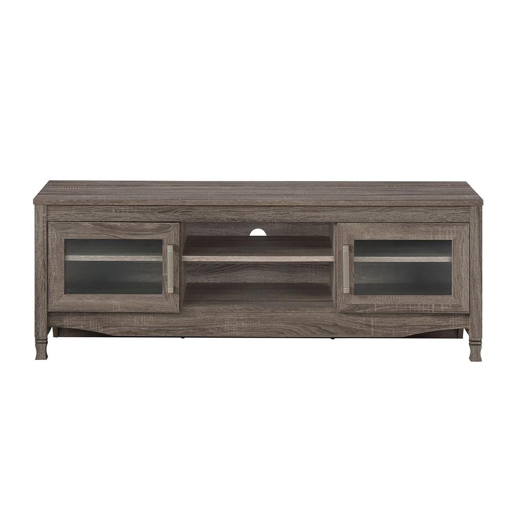 Techni Mobili Gray Driftwood With Shelving And Storage Cabinet Tv