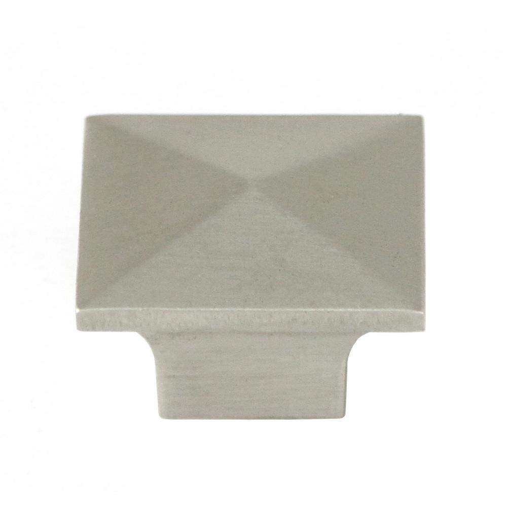 Kingsman Hardware Pyramid 1 4 In Dia 32 Mm Solid Square Brushed Nickel Cabinet Knob 25 Pack