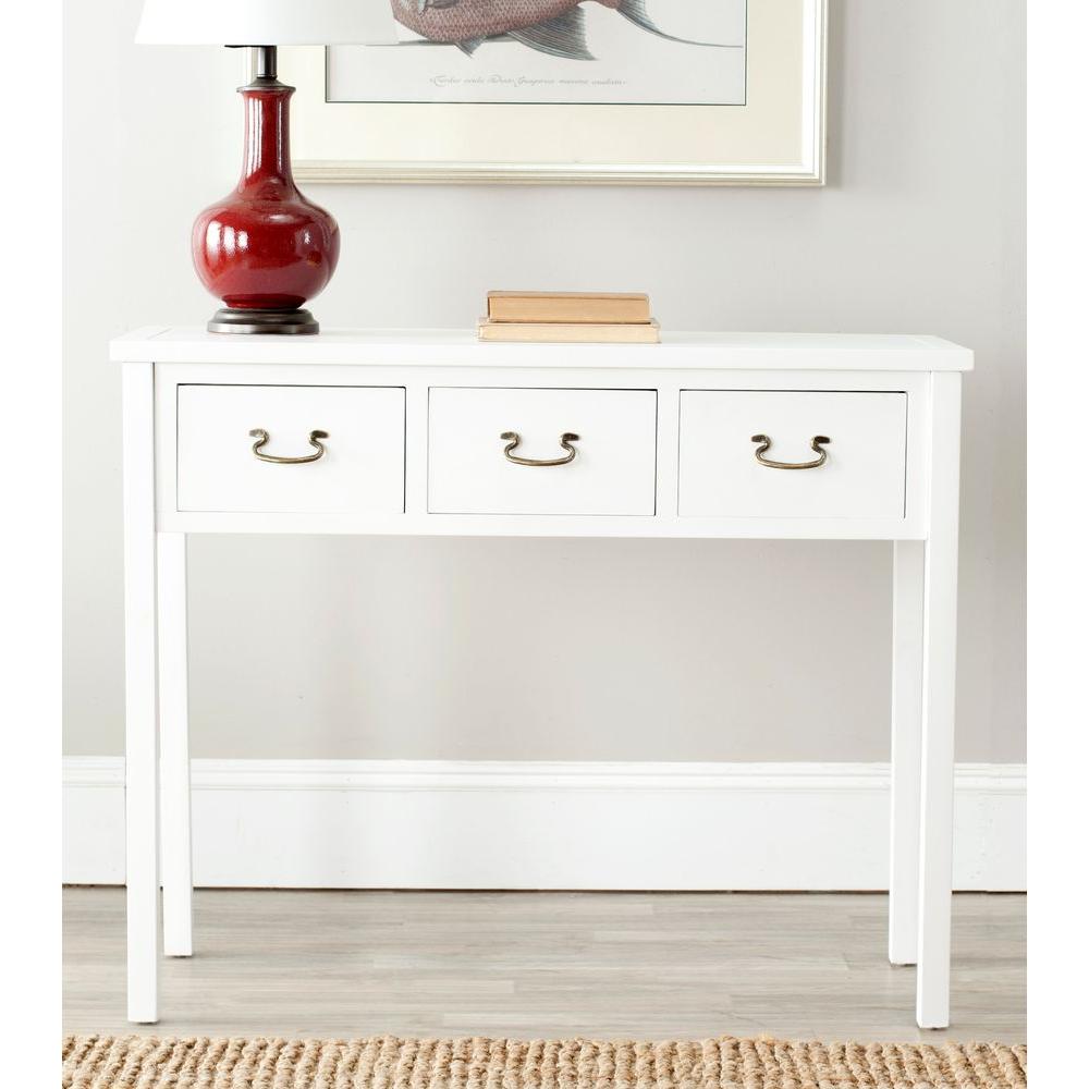 white sofa table with drawers