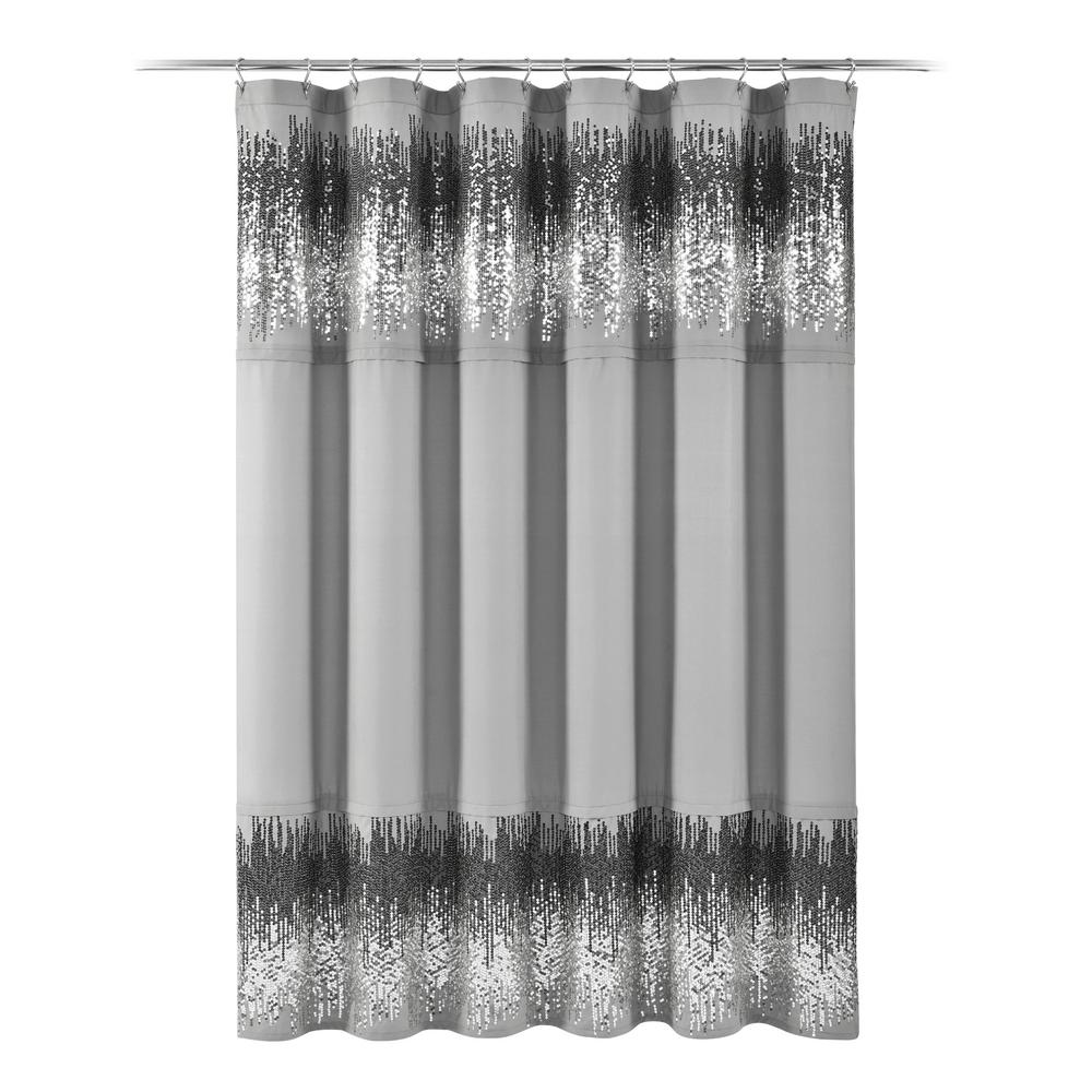 Lush Decor Shimmer Sequins Shower Curtain Dark Gray Black Single 70x72 16t005390 The Home Depot