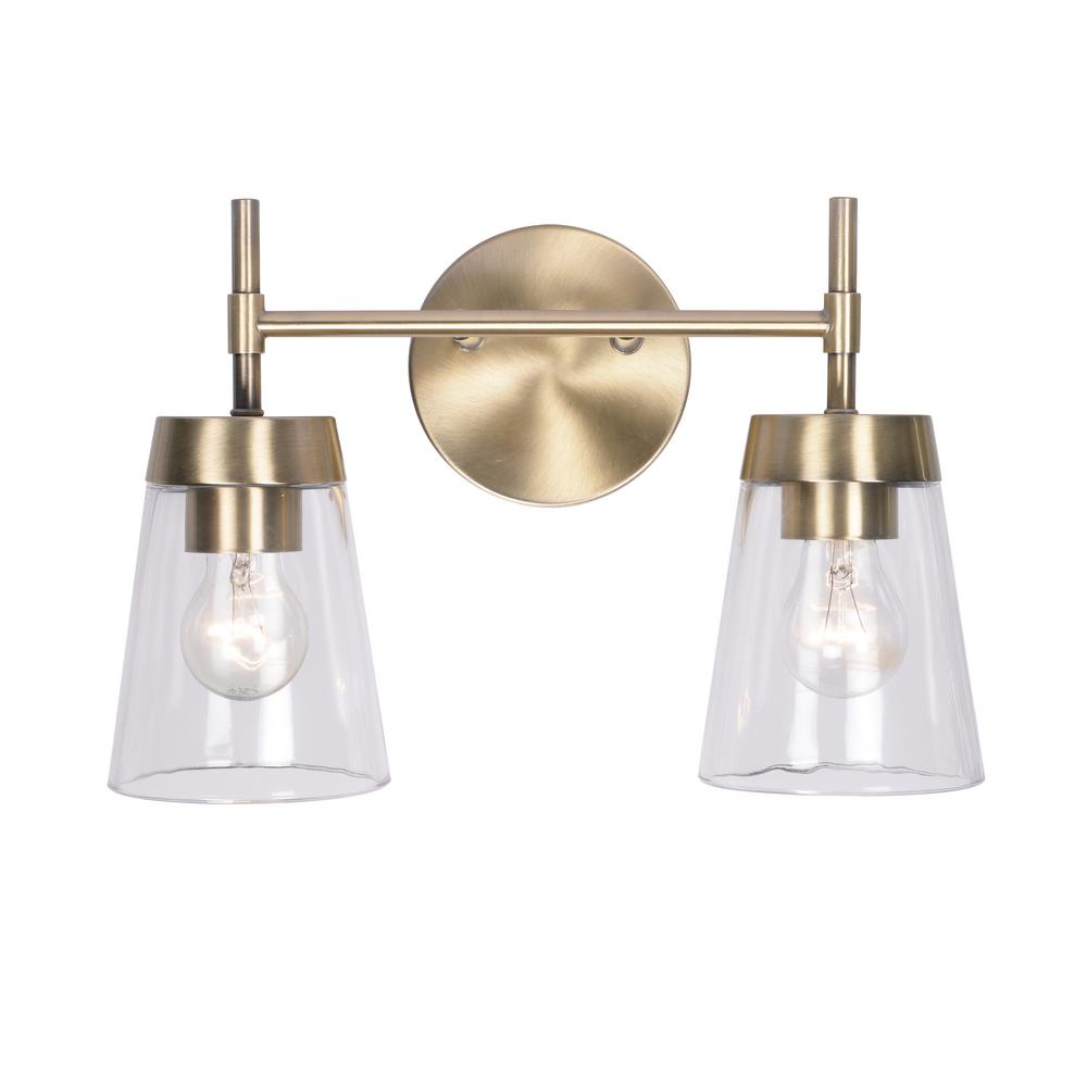 Brass Vanity Lighting The Home Depot Delgato 2 Light Antique Brass Bathroom