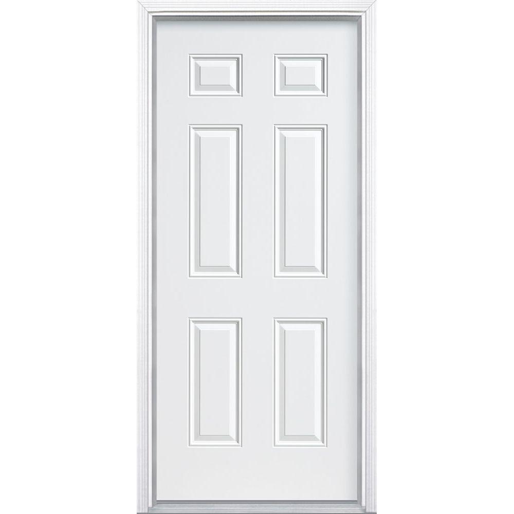 Masonite 36 In X 80 In 6 Panel Left Hand Inswing Primed Smooth