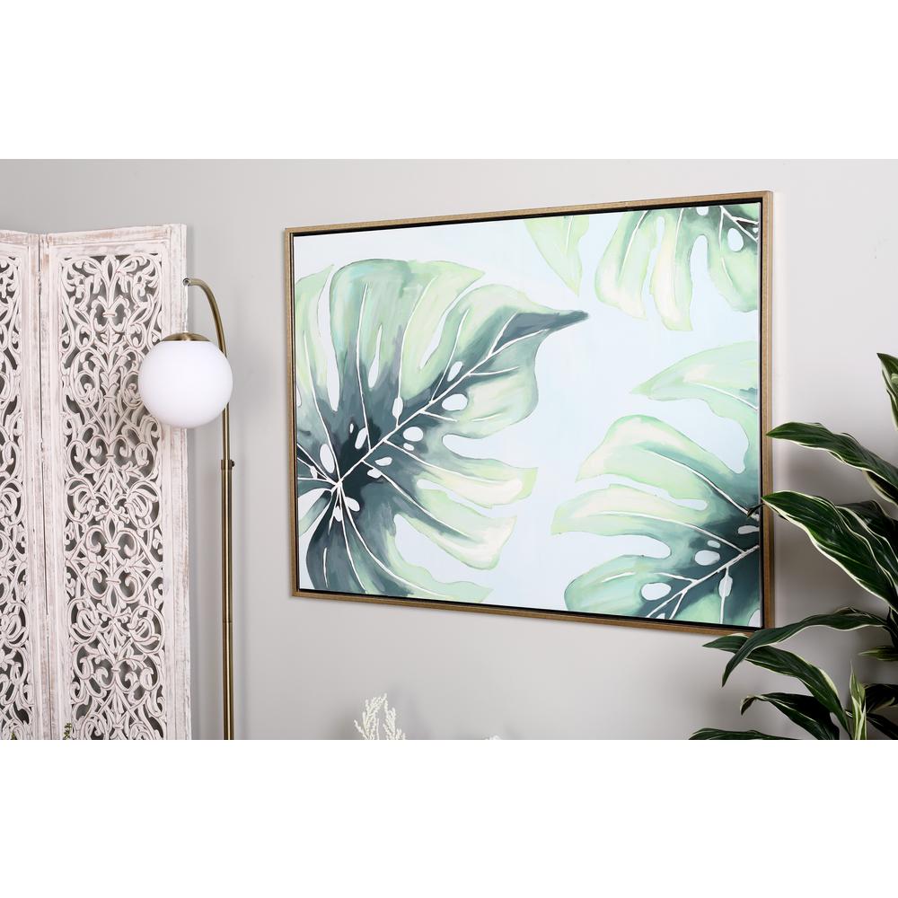 Cosmoliving By Cosmopolitan Palm Leaves Hand Painted Framed Canvas Wall Art 60083 The Home Depot