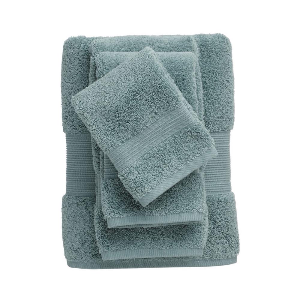 grey and green towels