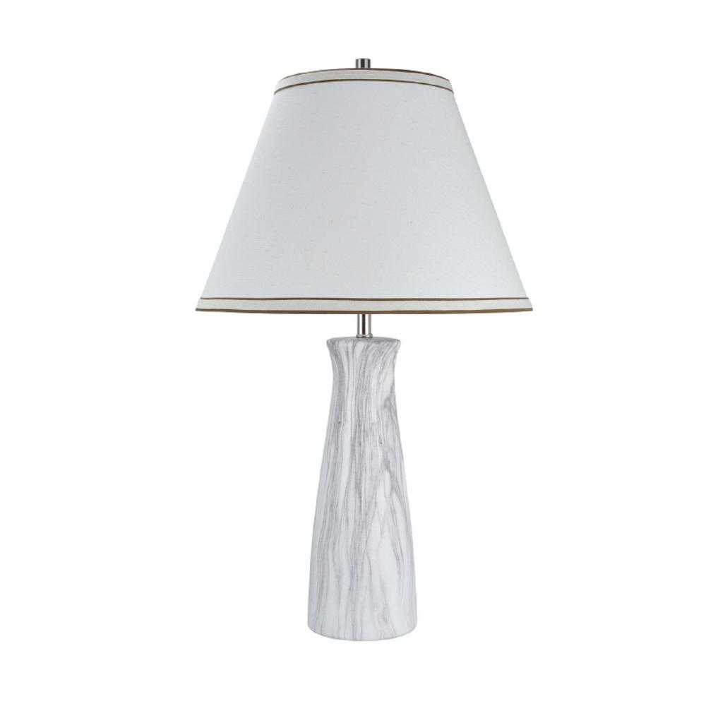 Aspen Creative Corporation 24 In Marble Ceramic Table Lamp With Hardback Empire Shaped Shade Off White
