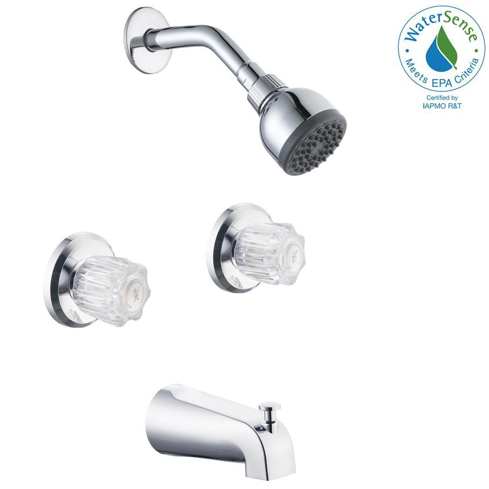 Glacier Bay Aragon 2Handle 1Spray Tub and Shower Faucet in Chrome