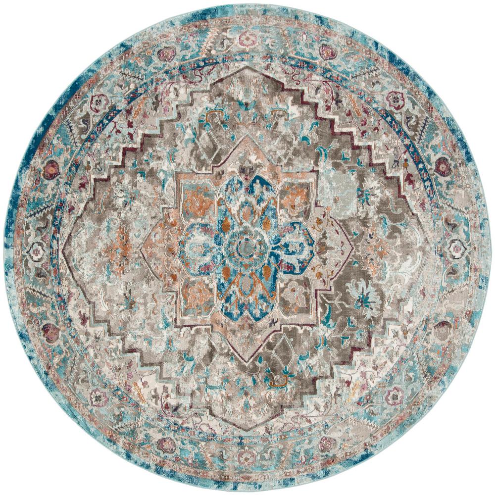 Safavieh Heritage Beige/Blue 6 ft. Scalloped Round Area RugHG821A6RS