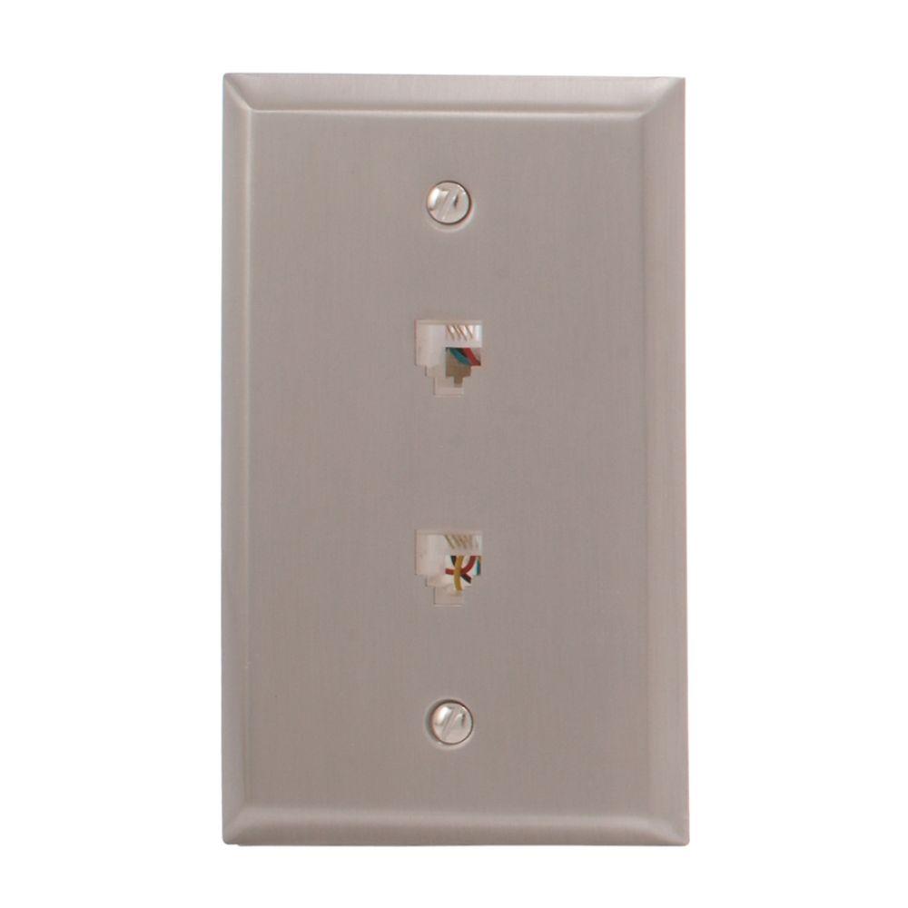 Amerelle Steel Phone/Fax Wall plate Polished Nickel163DRJ11N The