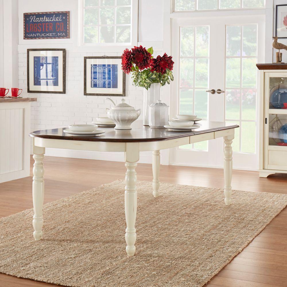 Dining Table White Cottage Kitchen Room Furniture Anna Antique White Extendable Dining Table