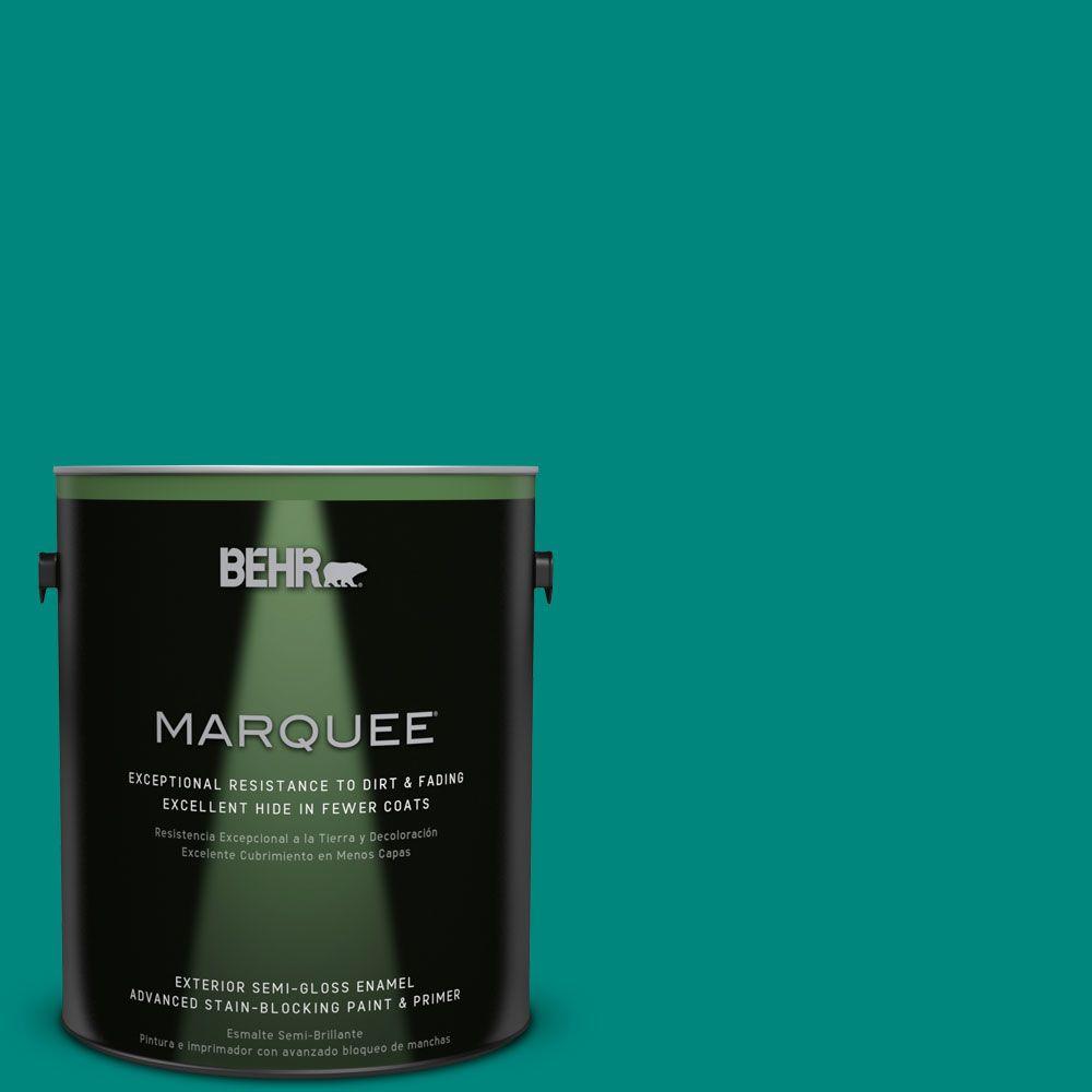 Behr Marquee 1 Gal P450 7 Mystic Turquoise Semi Gloss Enamel Exterior Paint 545301 The Home